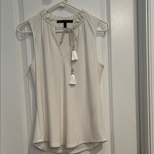 White House Black Market Cream Tie Front Blouse
